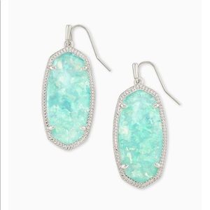 ELLE SILVER DROP EARRINGS IRIDESCENT MINT ILLUSION